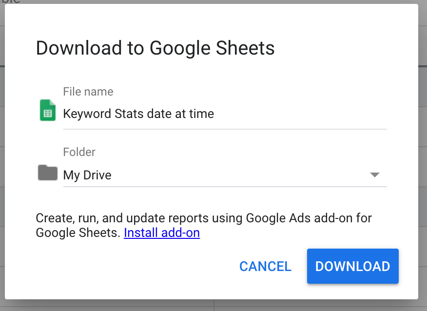 Screenshot of Google's Keyword Planner choose where to download keyword ideas.
