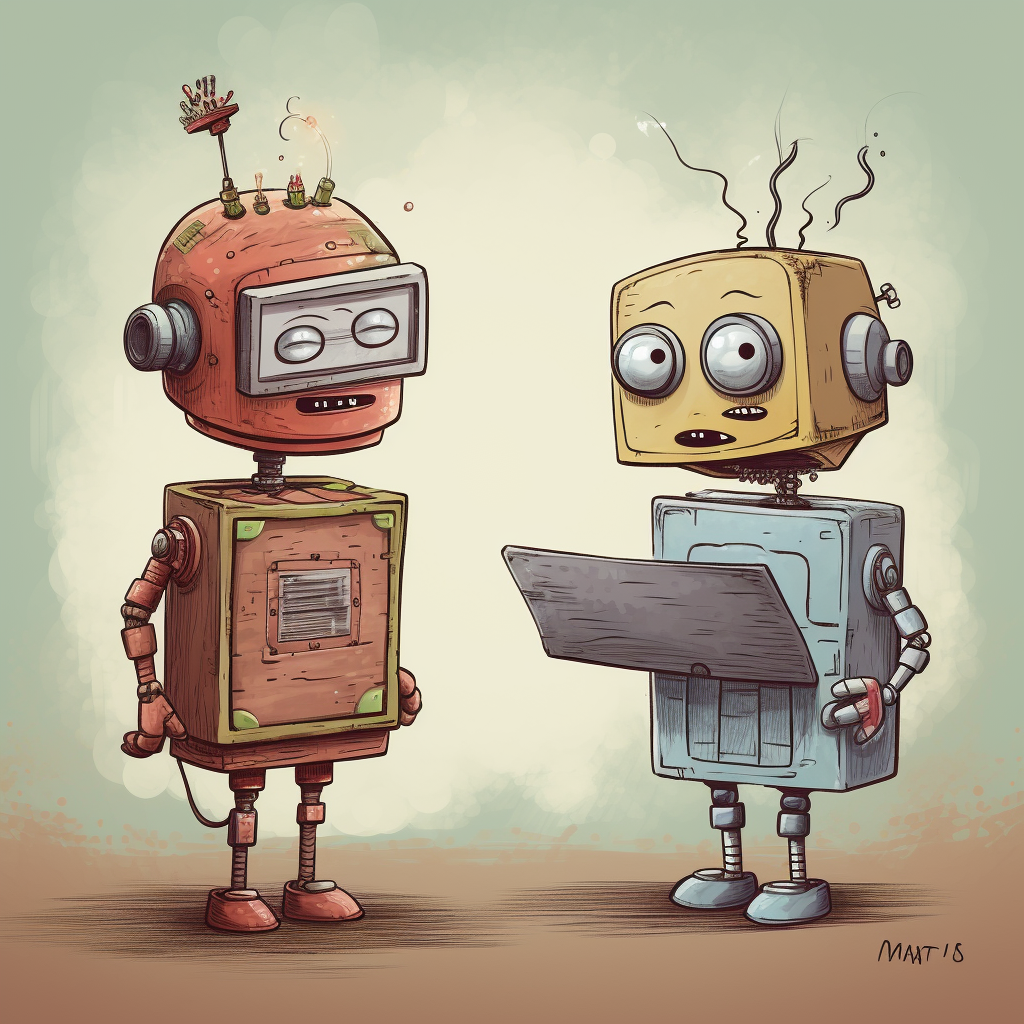 Canonical represented in two robots looking at each other in confusion